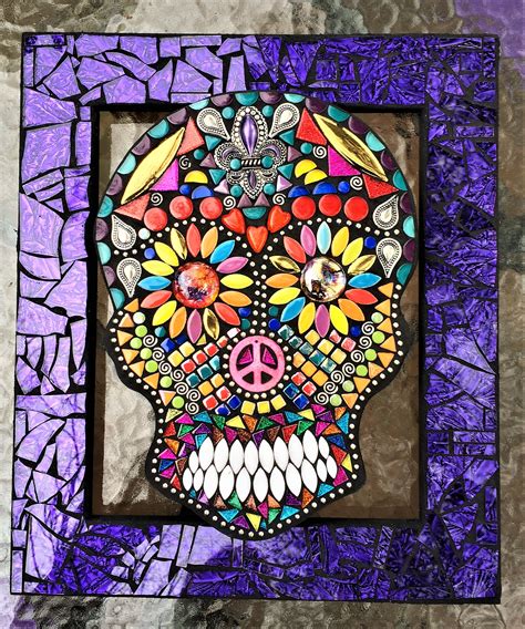 Custom Sugar Skull Created By Tina Wise Crackin Mosaics Sugar Skull Mosaic Skull Template