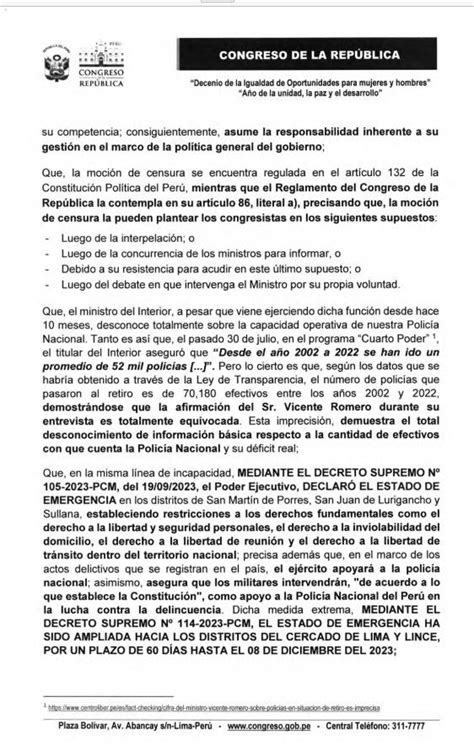 Presentan Moción De Censura Contra Ministro Del Interior Vicente