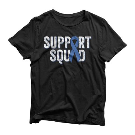 Colon Cancer Support Squad Blue Colorectal Awareness Ribbon T Shirt