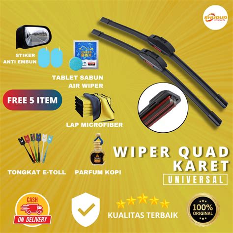 Jual Wiper Mobil Karet Quad Blade Model Lapis Karet Frameless