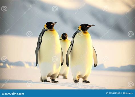 Some Cute Emperor Penguin Looking at Surroundings at South Pole Stock ...