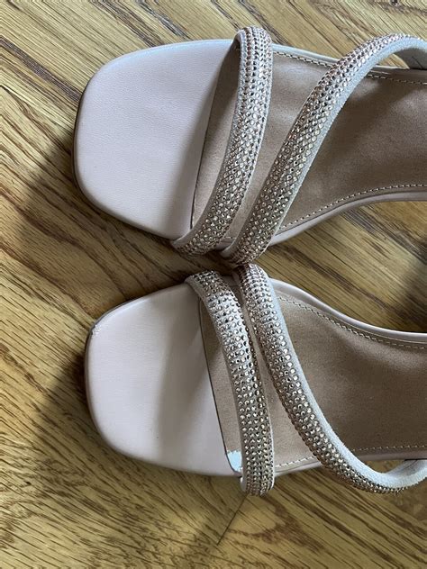 Dolce Vita Myla Nude Sparkle Shoes Heels Sandals Tan Gem