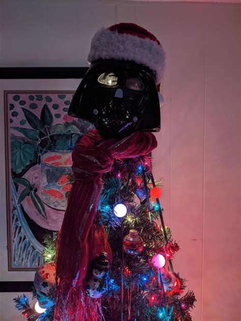 Every year we use this Vader mask as a tree topper, I came out tonight