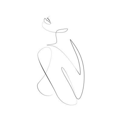 Naked Woman Standing Back One Line Drawing On White Isolated Posters For The Wall Posters Back