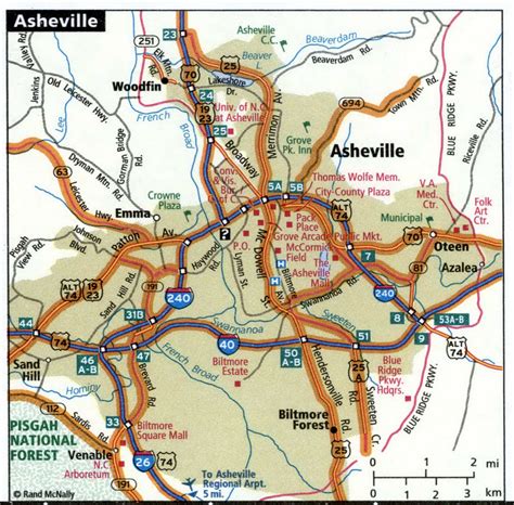 Asheville city road map for truck drivers town area toll free highways