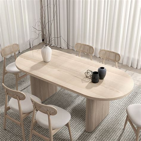 Free Shipping On 63 79 Japandi Oval Extendable Dining Table Whitewash