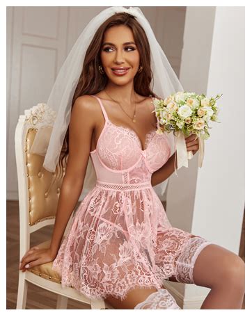 Avidlove Lingerie For Women Lace Babydoll Sleepwear With Garter Belt Slip Dress S Xxl At Amazon