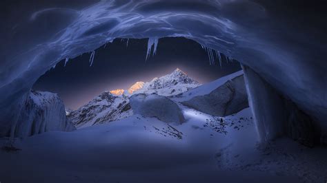 4k Snowy Peak Snow Mountain Pass Landscape Icicle Mountains