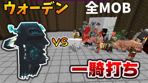 【一騎打ち】ウォーデン Vs 全モブ戦わせてみた マインクラフト Youtube