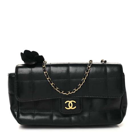 CHANEL Lambskin Quilted Mini Chocolate Bar Camellia F Gem