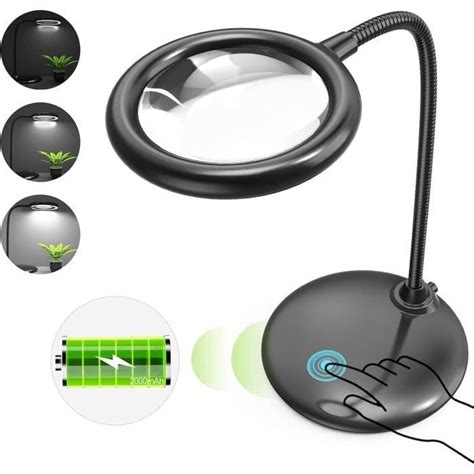 Loupe 5X Avec Lumière Et Support Lampe Loupe Led Rechargeable À