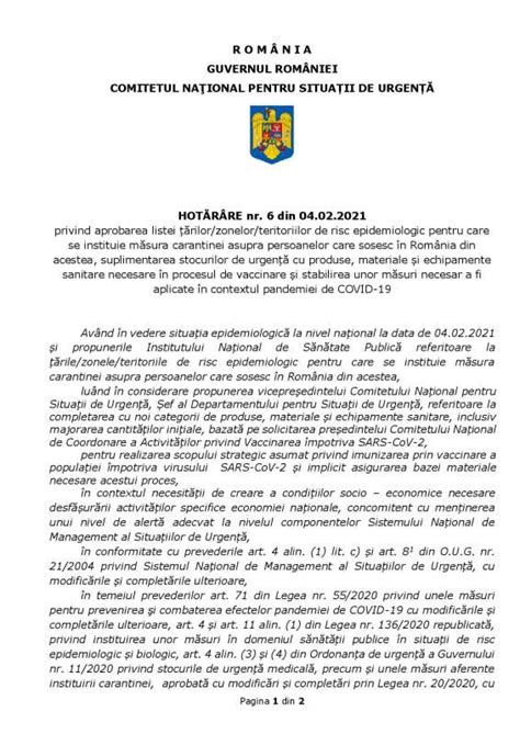 Hot R Rea Nr Din Privind Aprobarea Listei Rilor Zonelor Teritoriilor De Risc