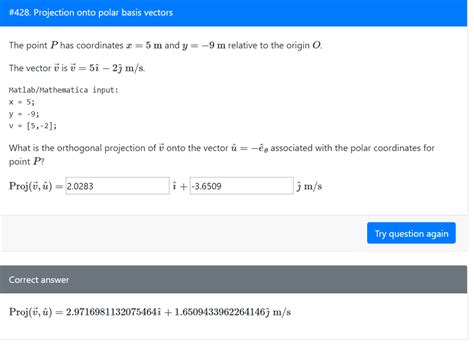 Solved 428 Projection Onto Polar Basis Vectors The Point P