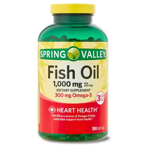 Spring Valley Omega-3 Fish Oil Heart Health Dietary Supplement Softgels ...