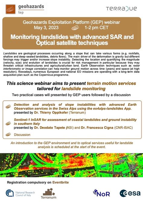 Announcement Gep Webinar 3 On Monitoring Landslides From Space Using Sar And Optical Image