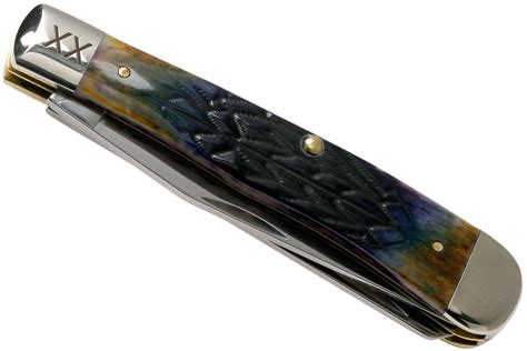 Case Trapper Burnt Purple Bone Tribal Jigged 61801 6254 Ss Pocket