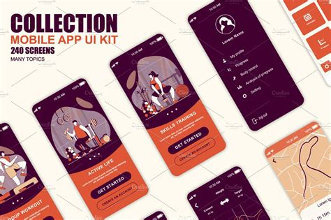 Mobile App UI Kit Template | Templates & Themes ~ Creative Market