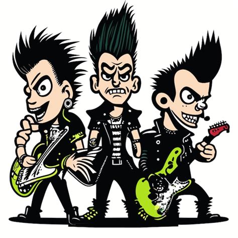 Banda De Punk Rock Dibujo Animado De Ilustraci N Vectorial Vector Premium