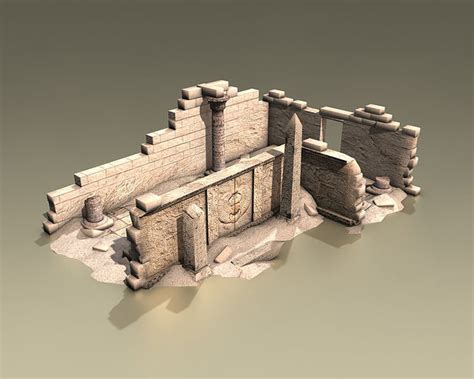 3D Model Ancient Egyptian Ruined Temple VR AR Low Poly CGTrader