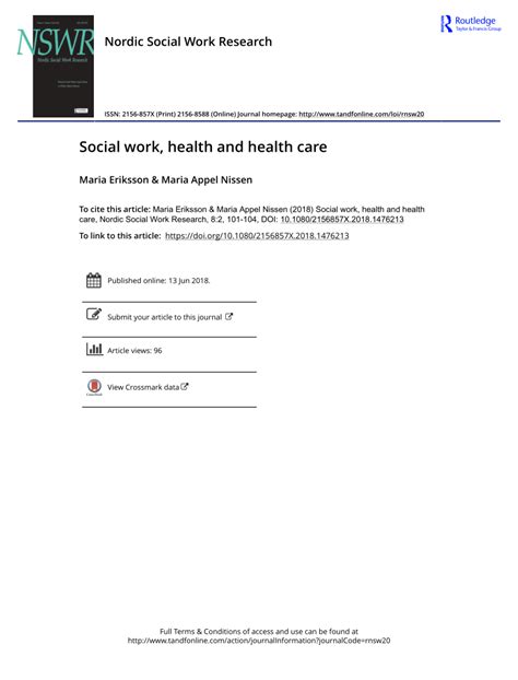 (PDF) Social work, health and health care