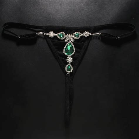 Green Diamond Water Droplet Shaped Underwear Bikini Sexy And Fun Water Diamond Thong Body Chain