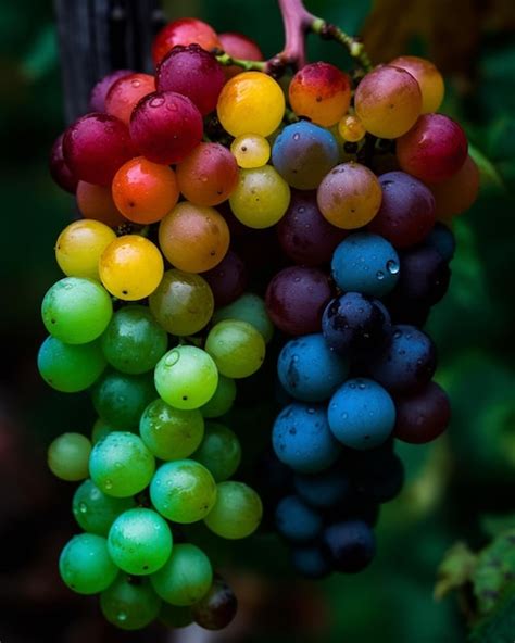 Un Racimo De Uvas Que Son Azules Verdes Y Amarillas Foto Premium