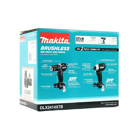 สว่านไร้สาย (พร้อมแบตเตอรี่) MAKITA DLX2414X7B 13 มม. 18 โวลต์