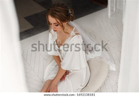 Sexy Smiling Blonde Bride White Underwear Stock Photo 1692138181 Shutterstock