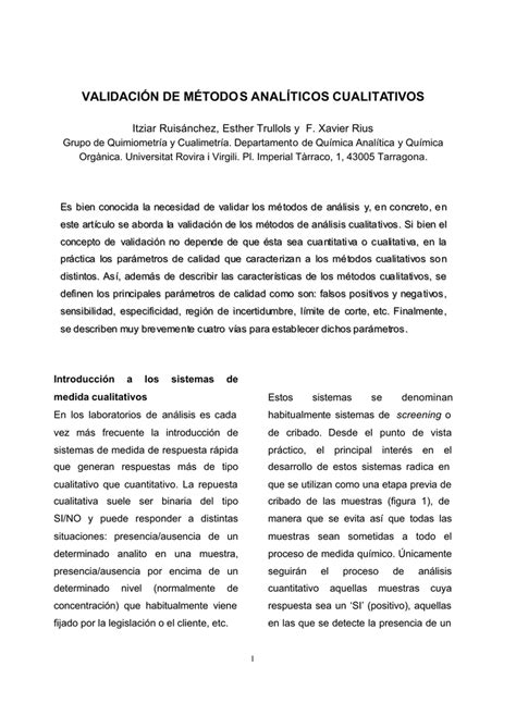 Validaci N De M Todos Anal Ticos Cualitativos