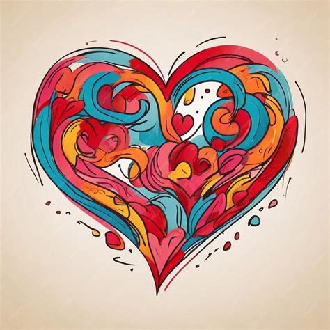 Amor Desenho De Coração - Um desenho contínuo de coração e forma de cor sinal de amor | Foto Premium