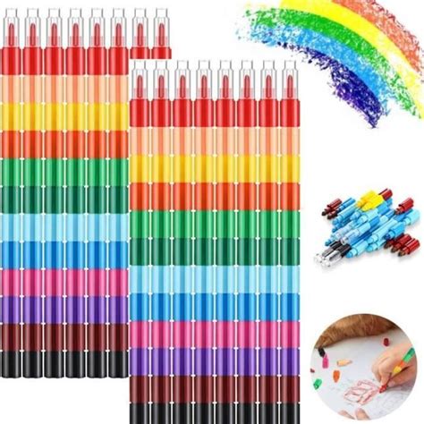 CRAYON DE COULEUR CRAIE GRASSE Crayons De Cire Empilables 16 Pièces