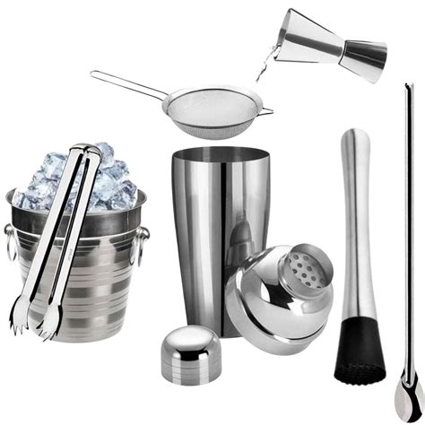 Kit Caipirinha Completo E Coqueteleira 500 Ml 7 Peças Inox Escorrega