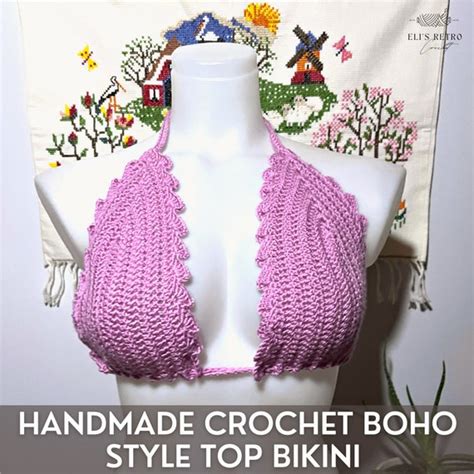 Handmade Crochet Boho Style Pink Bikini Topfestival Etsy