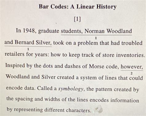 Bar Codes A Linear History