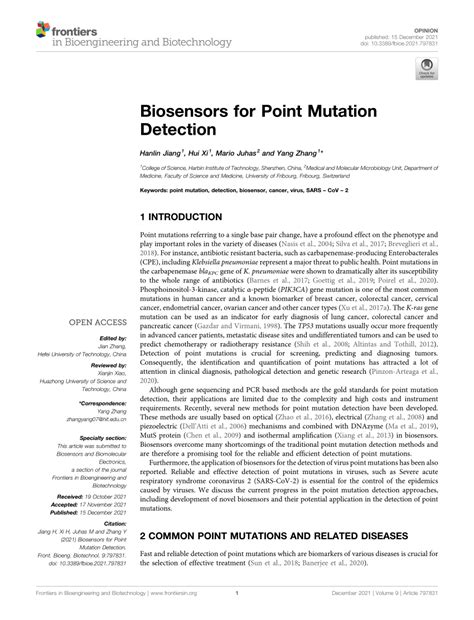 (PDF) Biosensors for Point Mutation Detection