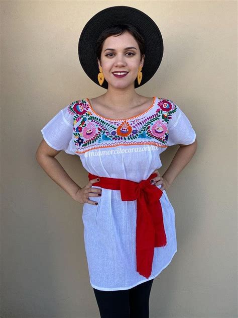 Embroidered Mexican Blouse Fiesta Top Handmade Shirt Blusa Etsy In