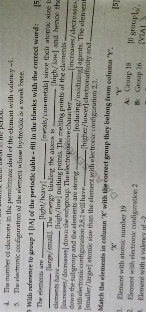 4. The number of electrons in the penultimate shell of the element with v..