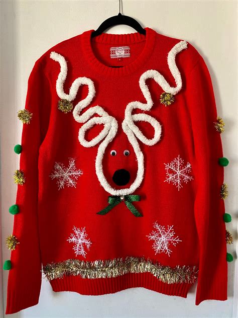 A Ugly Christmas Sweater Handmade Christmas Sweater Reindeer