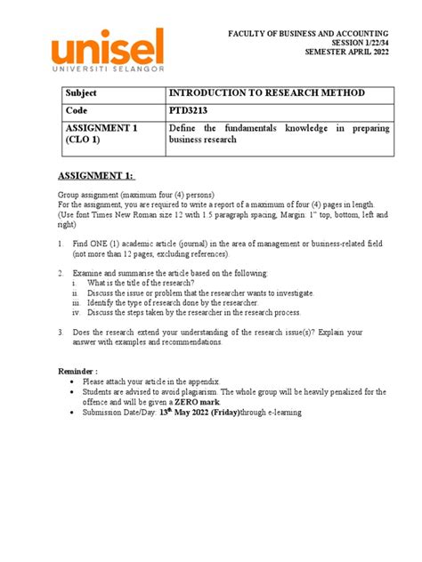 Assignment 1 - Guidelines N Rubric 1 | PDF