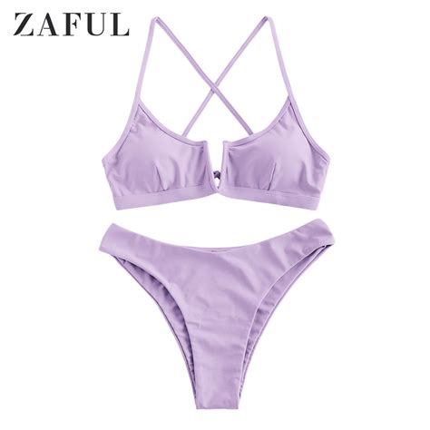 Zaful V Wired Kriskras Hoge Been Bikini Badpak Eff Vicedeal