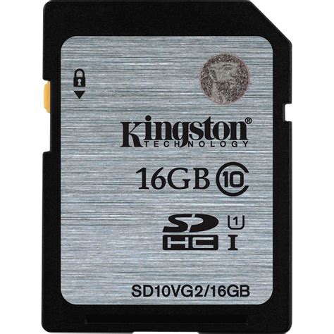 Kingston 16GB UHS I SDHC Memory Card Class 10 SD10VG2 16GB B H