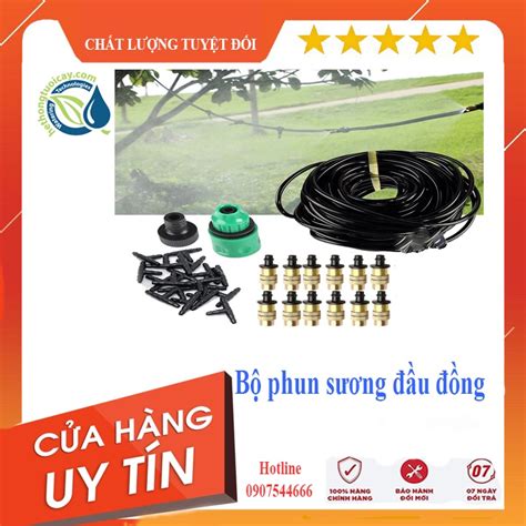 Bộ KIT Phun Sương Tưới Cây Tự Động gồm 20 Béc Bằng Đồng Cao Cấp kèm 25m