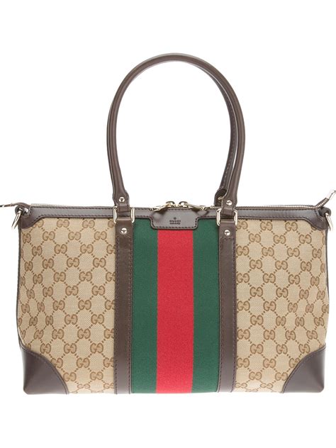 Gucci Vintage Web Tote in Beige | Lyst