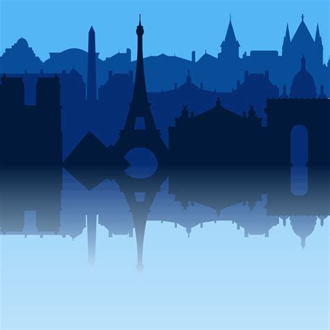 Paris City skyline. Silhouette City Paris France blue background
