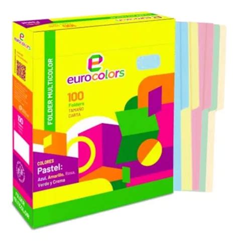 Folder Carta Eurocolors Arcoiris Surtido Pastel Caja Pzs