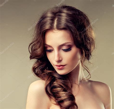 Beautiful Brunette Woman With Curly Hair Stock Photo By EdwardDerule