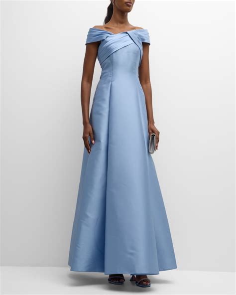 Alberta Ferretti Mikado Pleated Gown Neiman Marcus