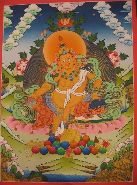 Tibetan Thangka Of Dzambhala 24k Real Gold Price Us441 Thangka