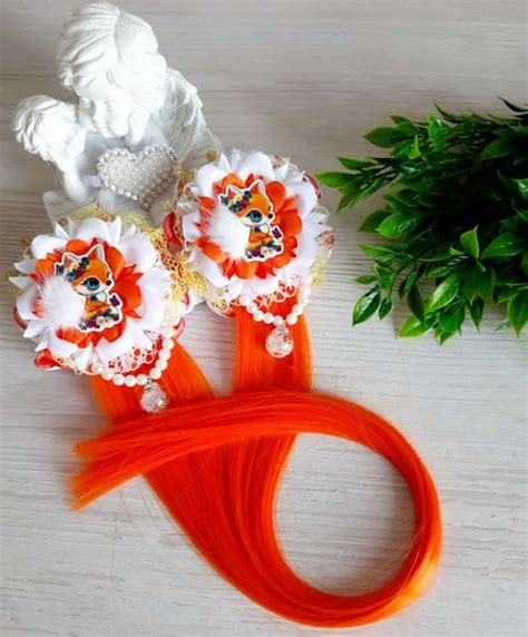 Локон накладной, прямой волос, на заколке, 50 см, 5 гр, цвет оранжевый ...