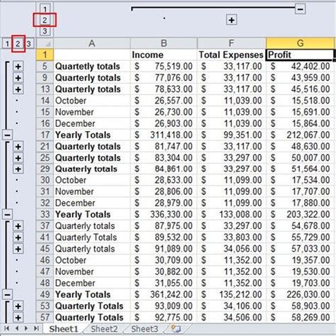 Using Microsoft Excel Automatic Outlining Planning Engineer Fze